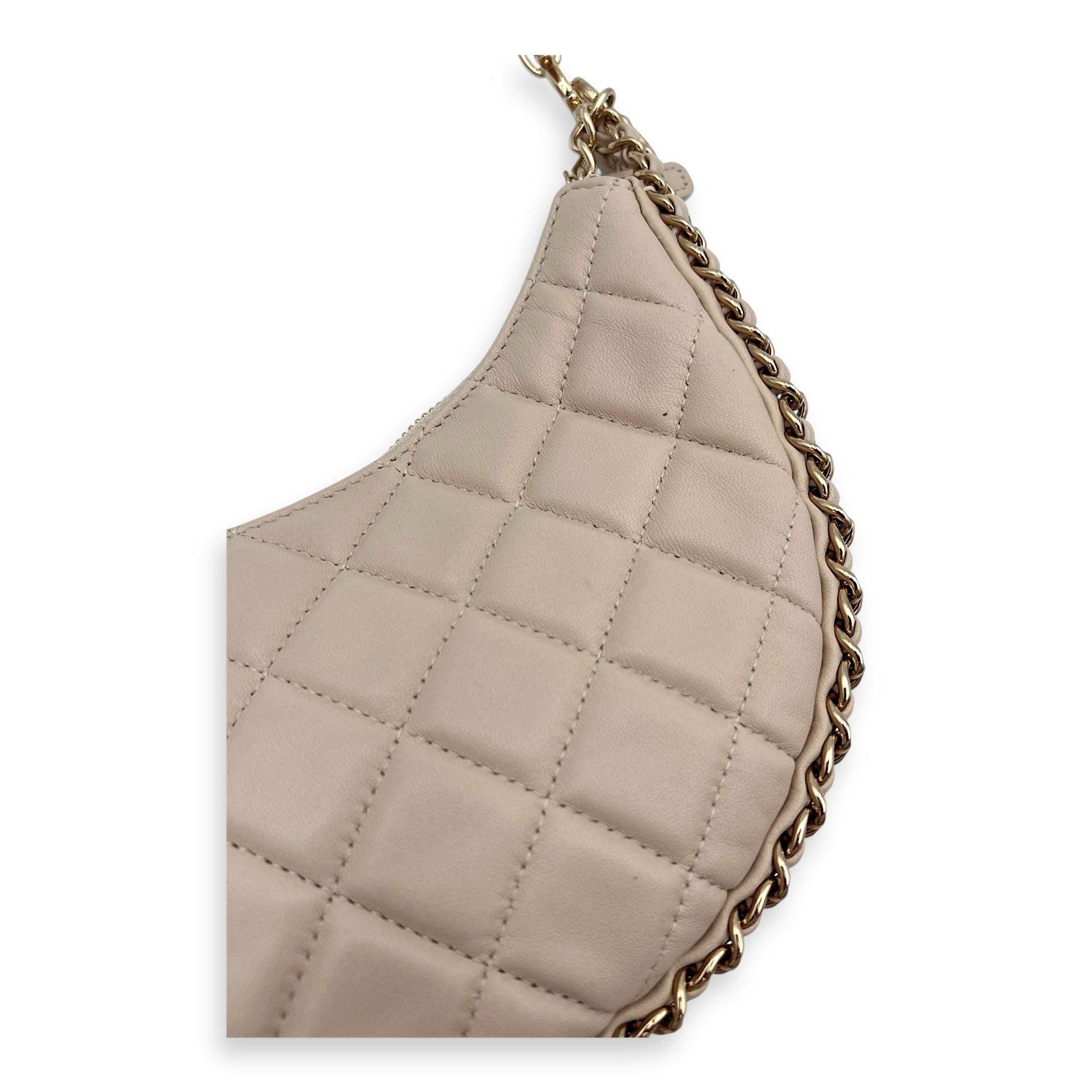 Chanel Loop Moon Shoulder Bag Beige in Lambskin, Gold hardware_6