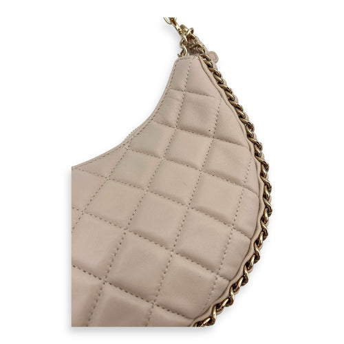 Chanel Loop Moon Shoulder Bag Beige in Lambskin, Gold hardware_6