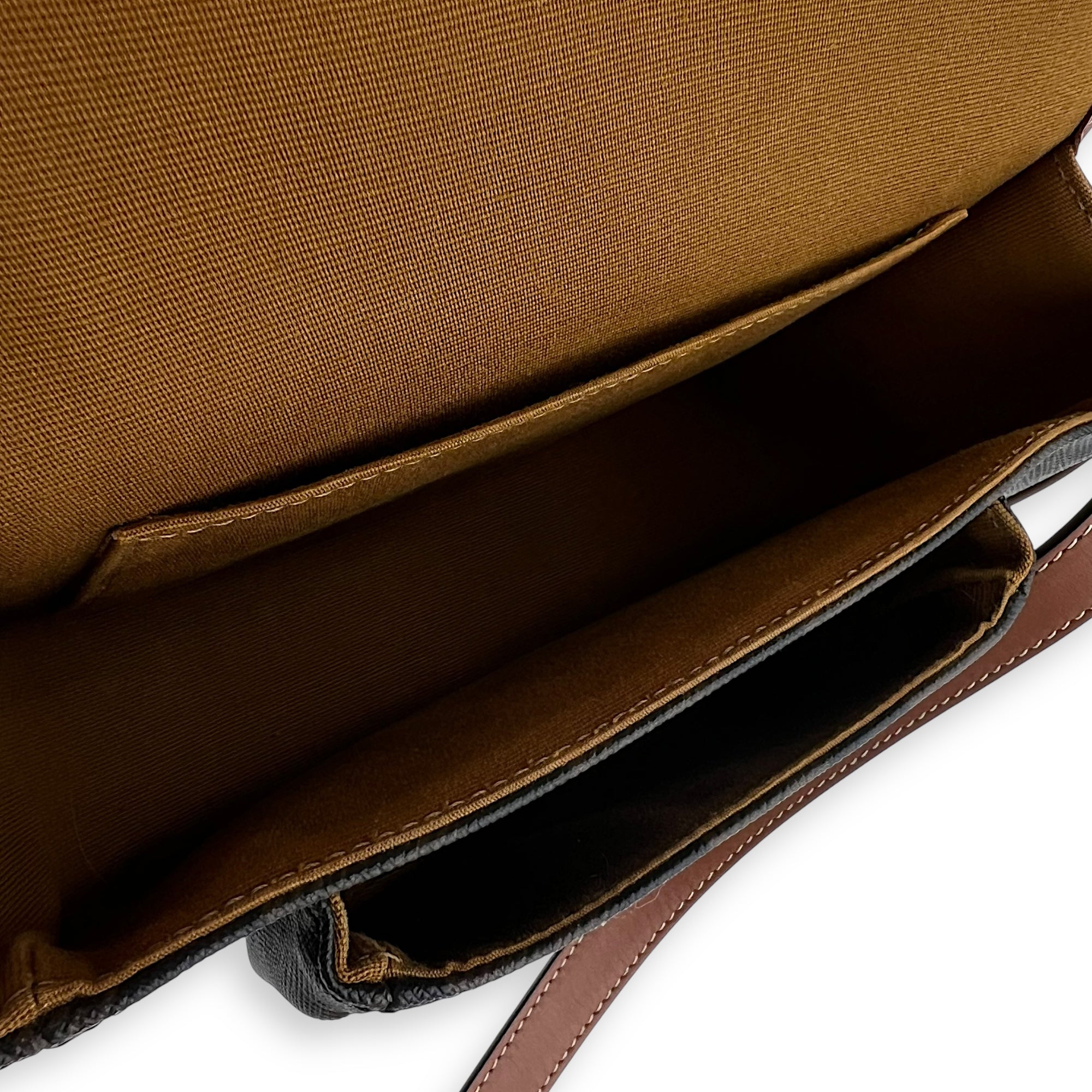 Celine Folco Crossbody Bag Brown in Coated Canvas, Gold hardware_6