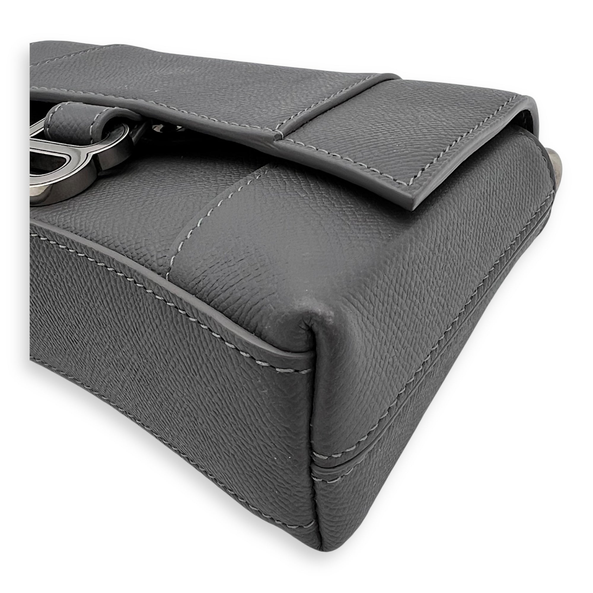 Balenciaga Downtown Crossbody Bag Grey in Calfskin, Silver hardware_6