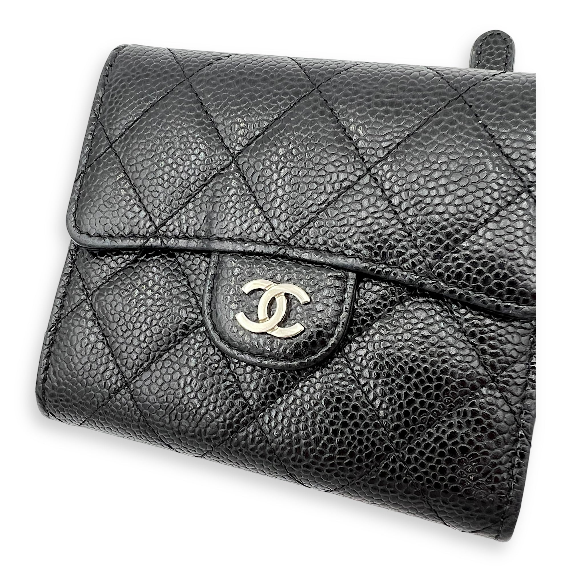 Chanel Classic Wallet Black in Caviar Leather, Silver hardware_1