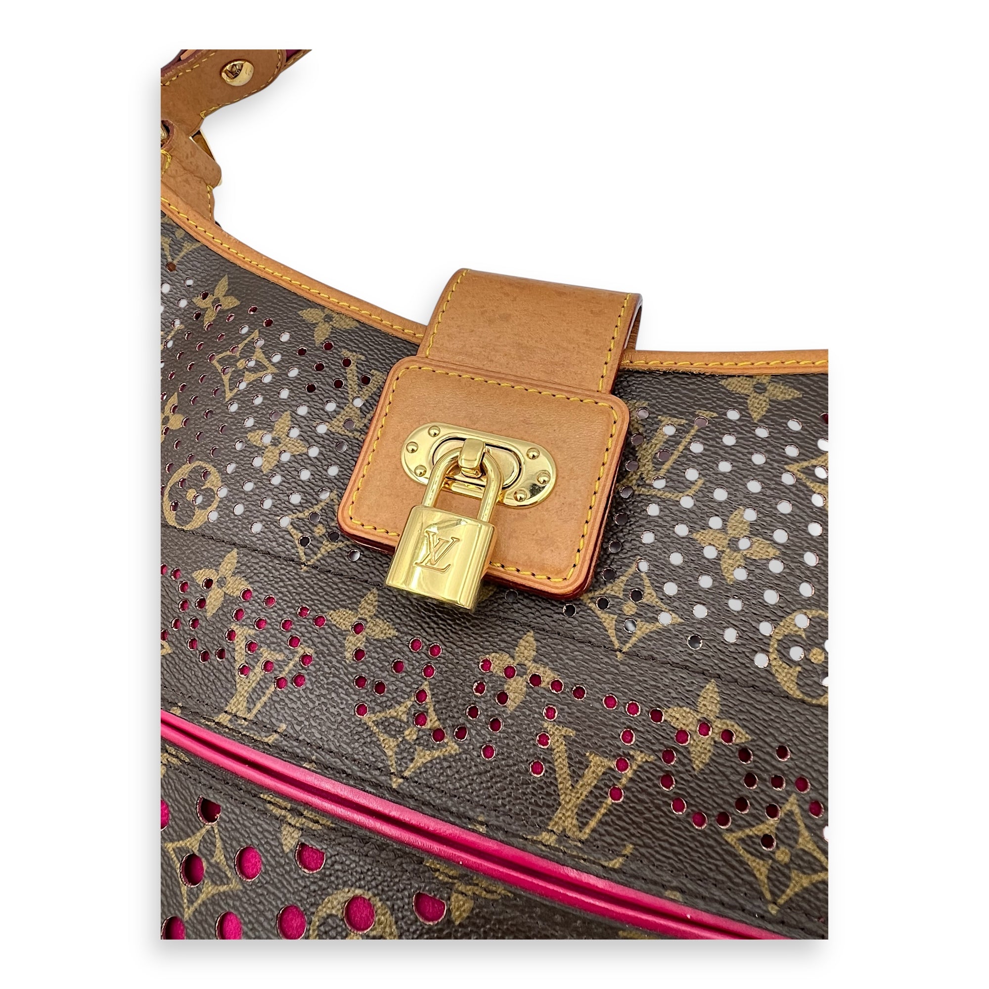 Louis Vuitton Perforated Musette Shoulder Bag Brown in Monogram Coated Canvas, Gold hardware_6