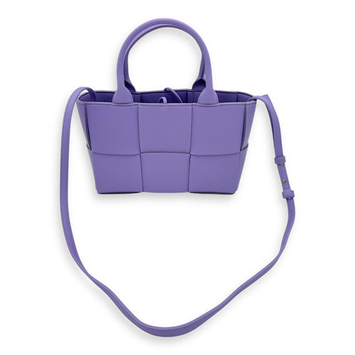 Bottega Veneta Arco Mini Purple Tote Bag in Lambskin, Silver hardware_4
