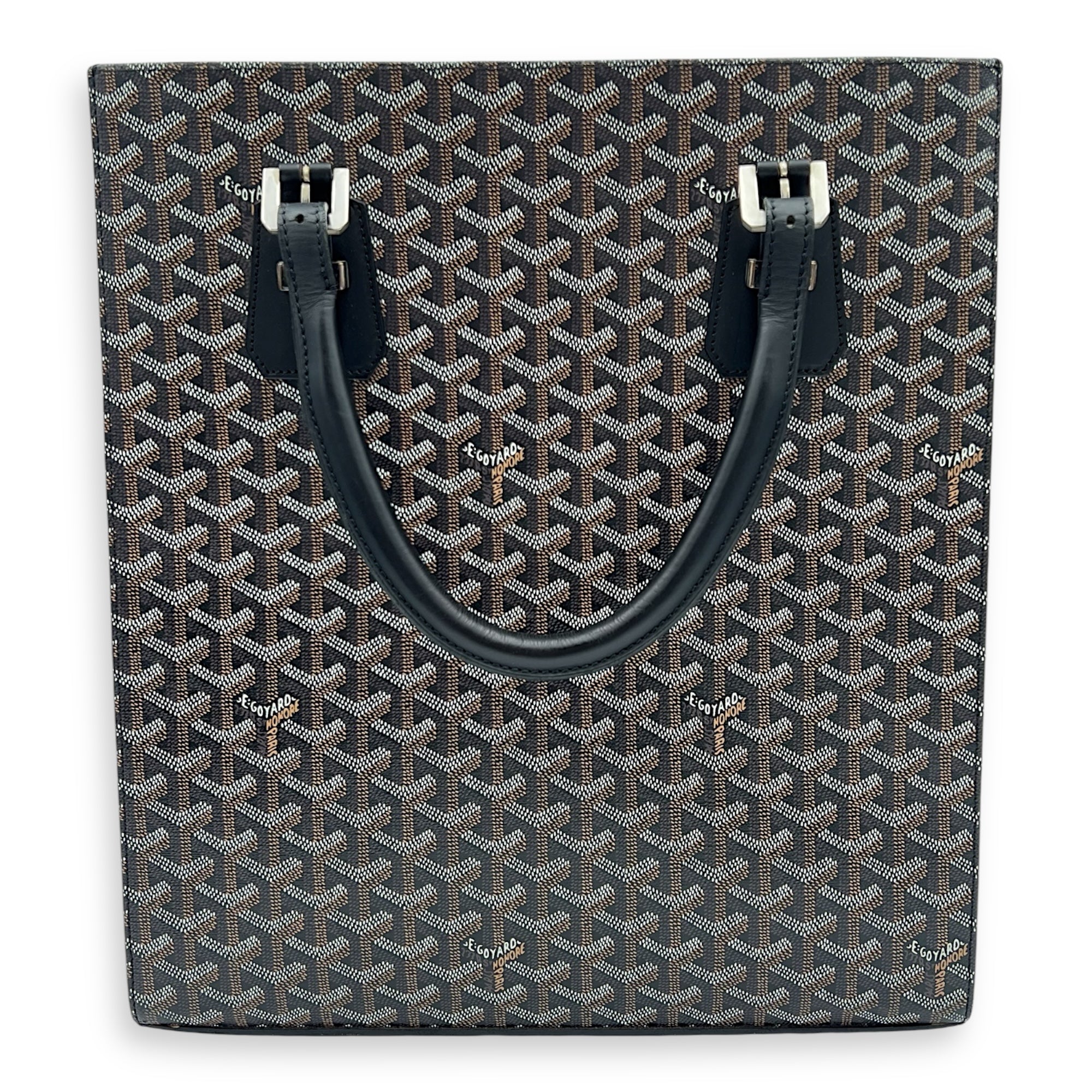 Goyard Comores Tote Bag Black in Coated Canvas, Silver hardware_11