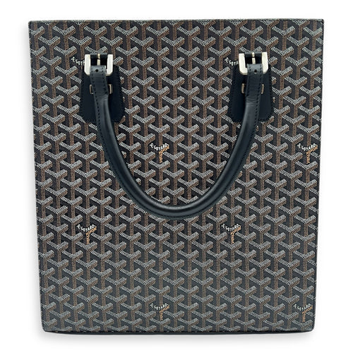 Goyard Comores Tote Bag Black in Coated Canvas, Silver hardware_11