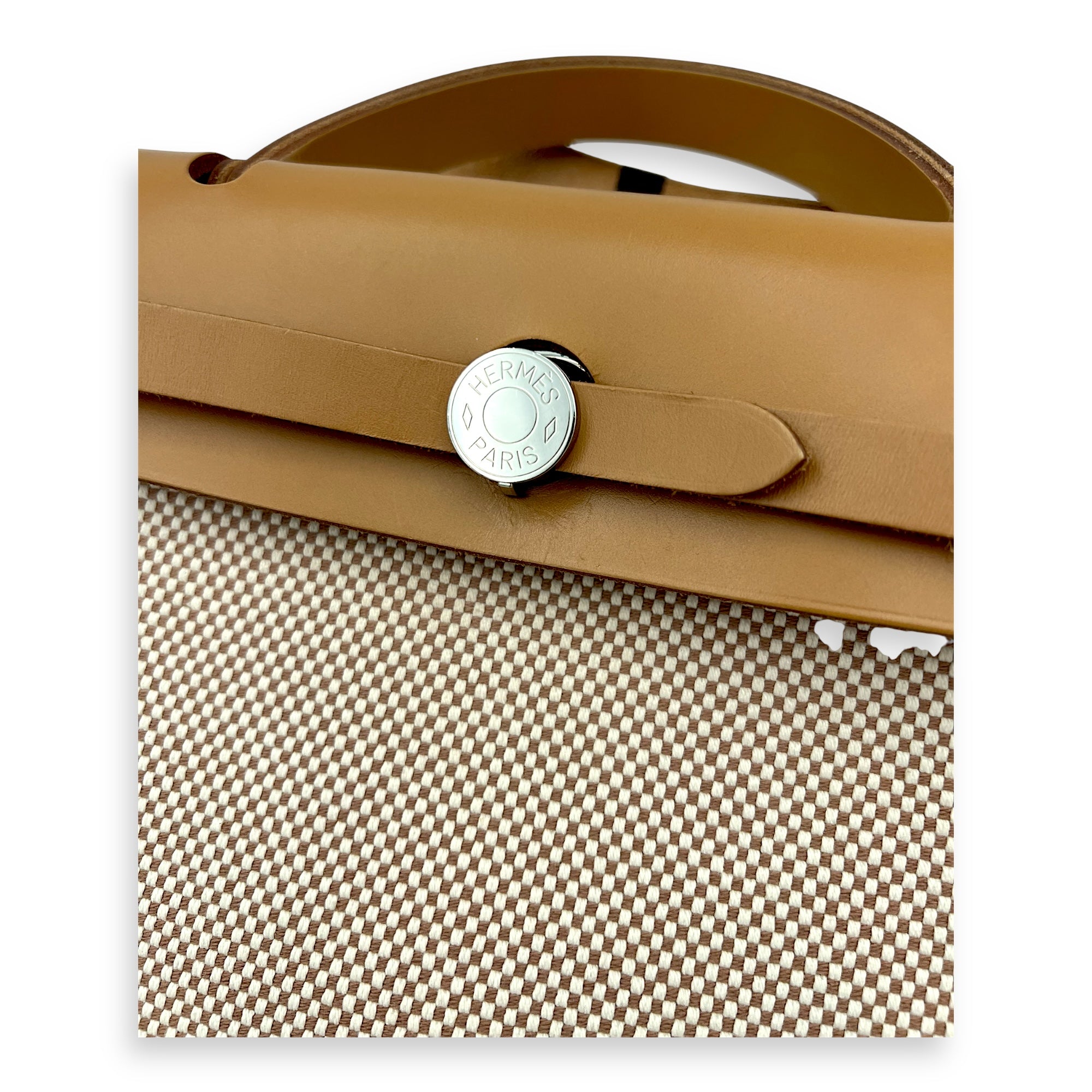 Hermès Herbag 31 Vache Hunter Natural / Sable / Écru Shoulder Bag in Canvas, Palladium hardware_7