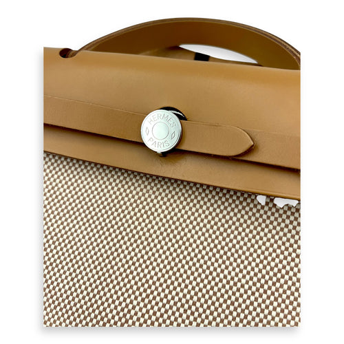 Hermès Herbag 31 Vache Hunter Natural / Sable / Écru Shoulder Bag in Canvas, Palladium hardware_7