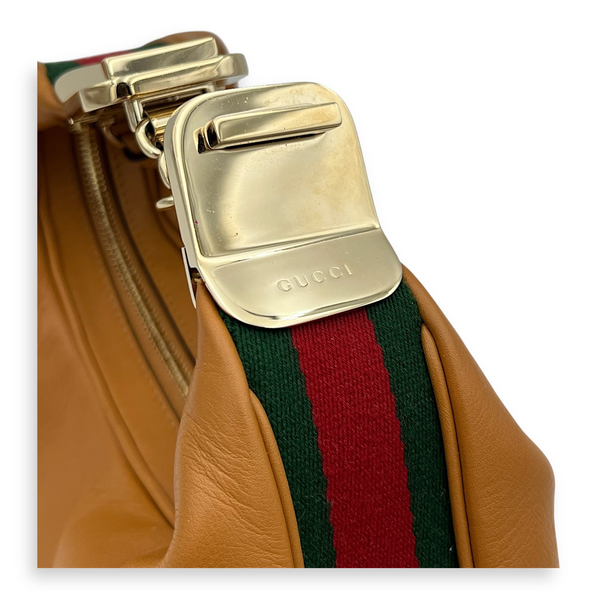 Gucci Attache Shoulder Bag Brown in Calfskin, Gold hardware_6