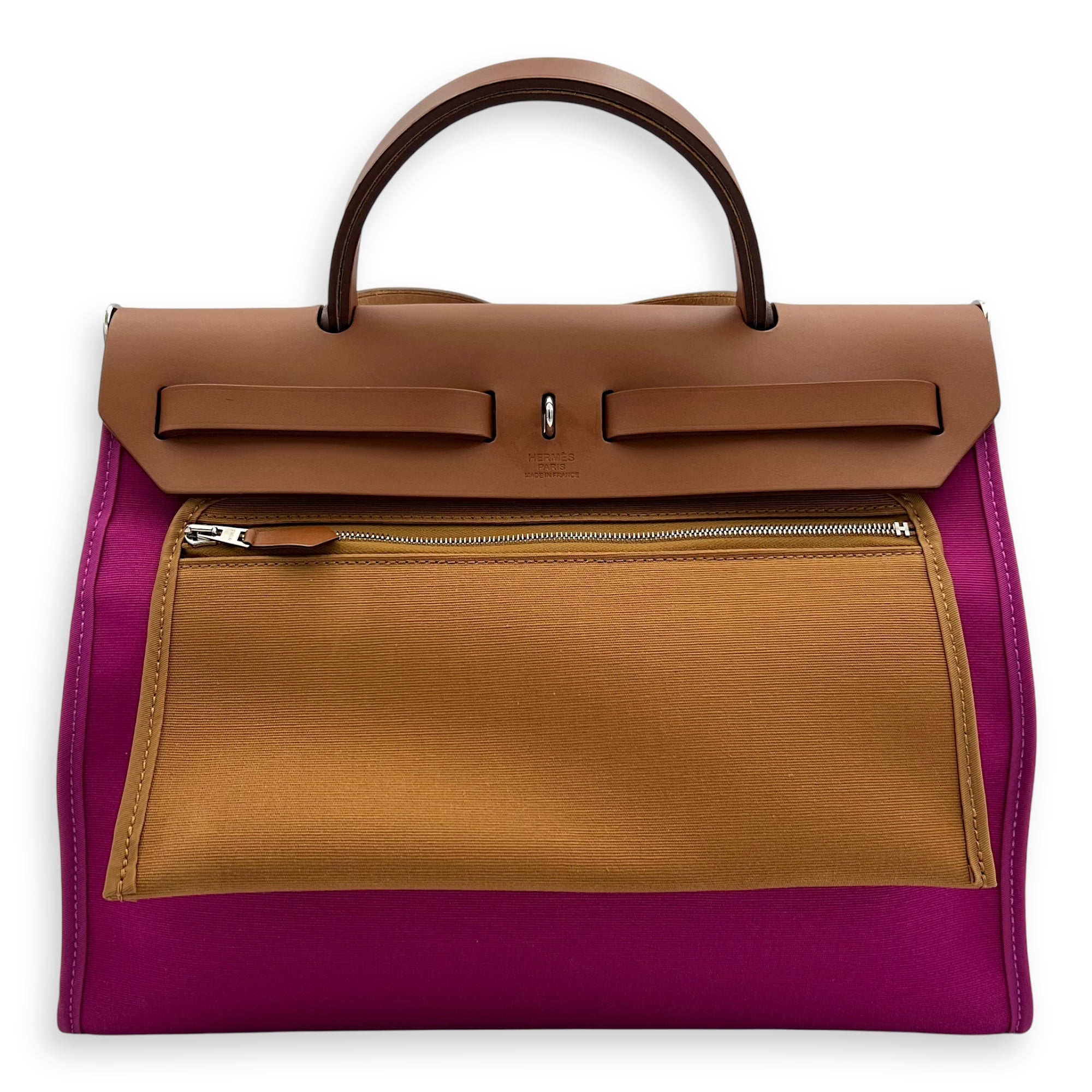 Hermès Herbag 31 Rose Pourpre Fauve Shoulder Bag in Canvas, Palladium hardware_2
