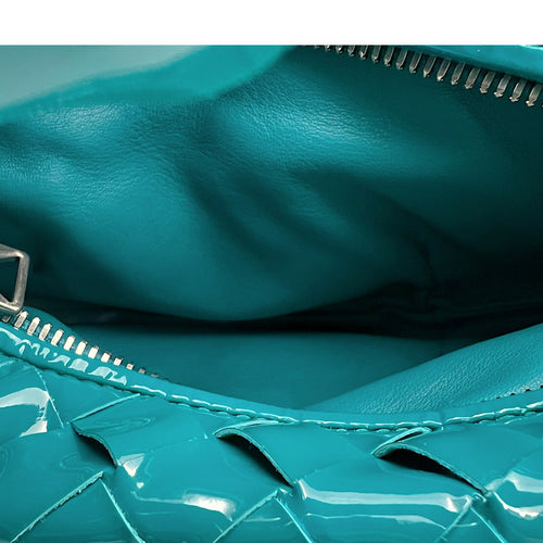 Bottega Veneta Jodie Top Handle Bag Blue in Patent Leather, Silver hardware_6