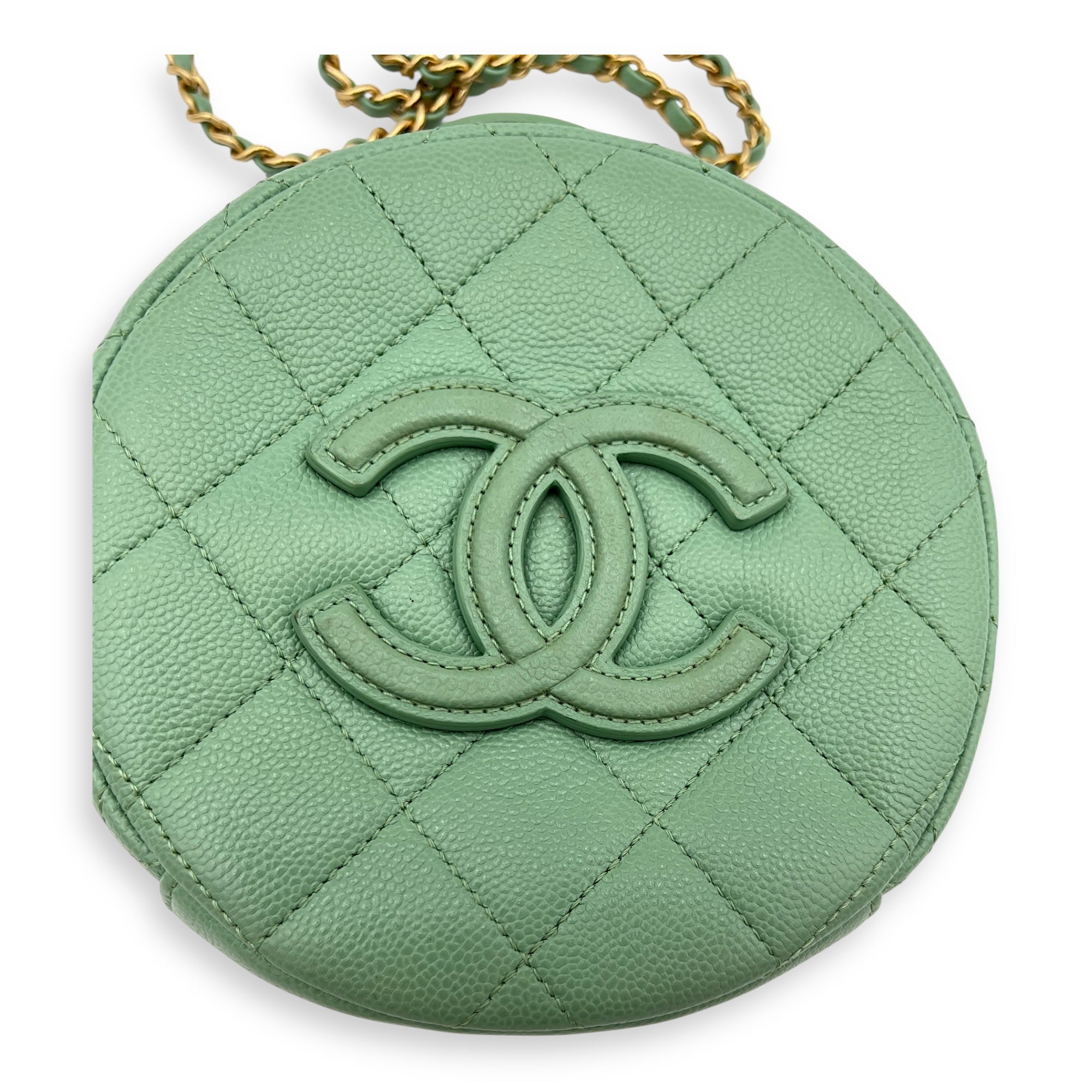 Chanel CC Top Handle Bag Green in Caviar Leather, Gold hardware_6
