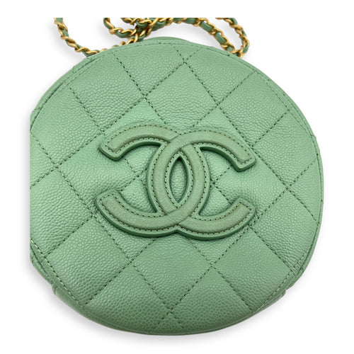Chanel CC Top Handle Bag Green in Caviar Leather, Gold hardware_6