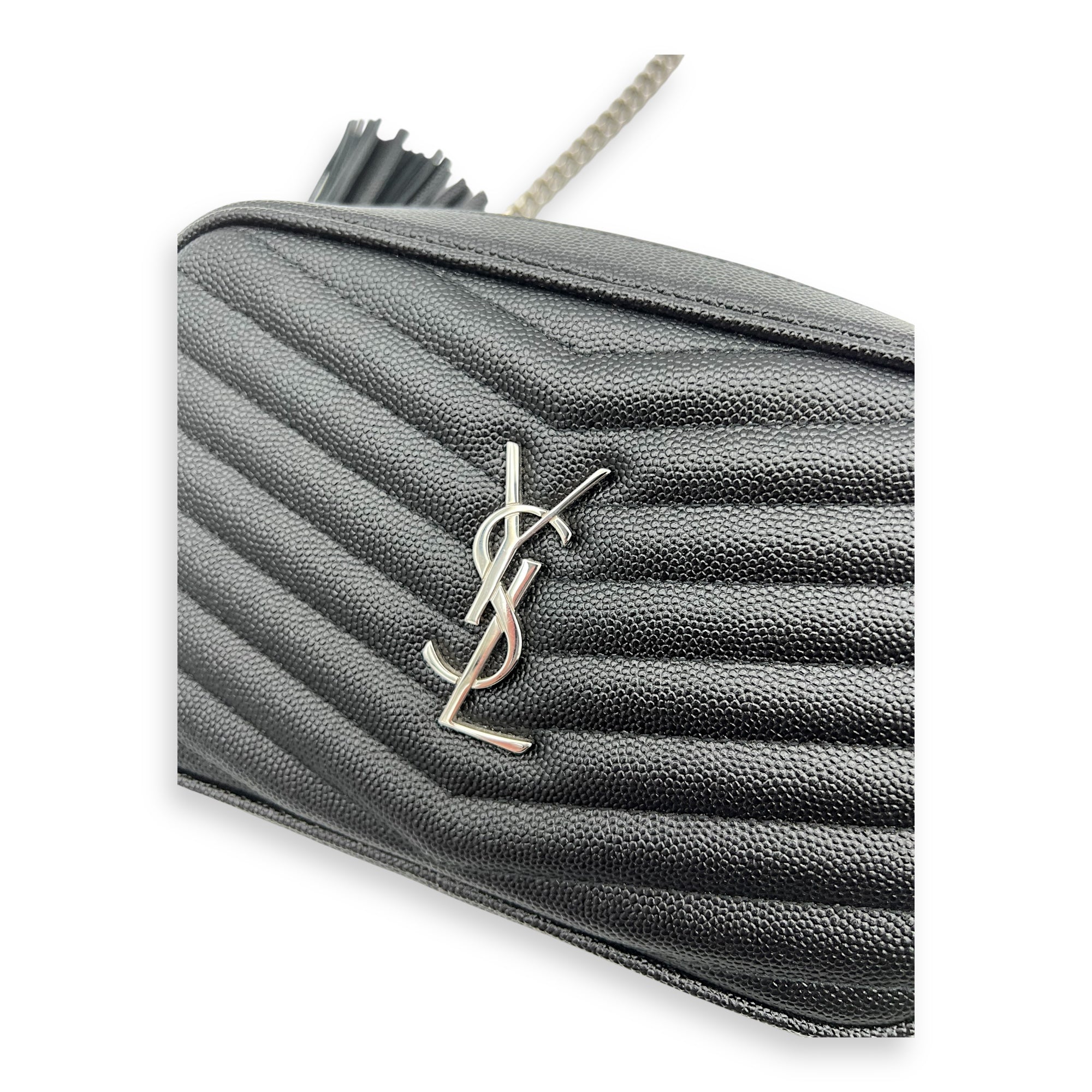 Saint Laurent Camera Crossbody Bag Black in Calfskin, Silver hardware_2