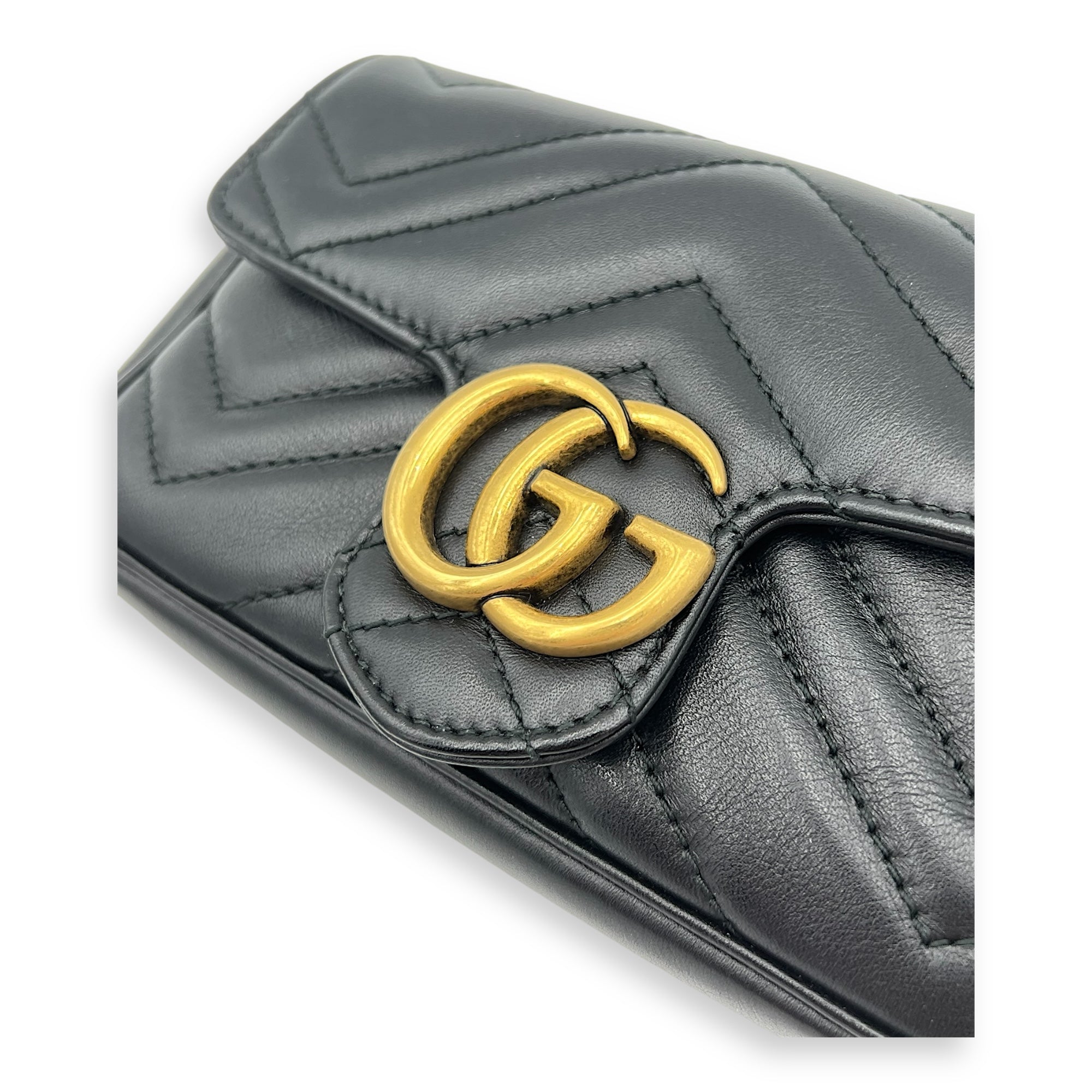 Gucci GG Marmont Crossbody Bag Black in Calfskin, Gold hardware_6