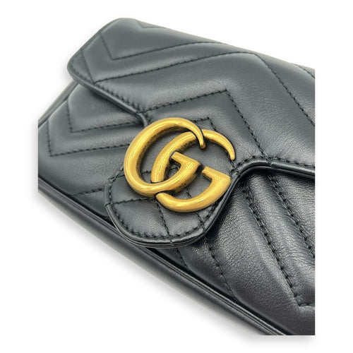 Gucci GG Marmont Crossbody Bag Black in Calfskin, Gold hardware_6