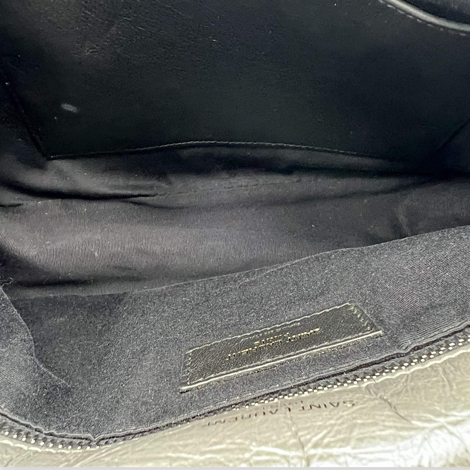 Saint Laurent Niki Shoulder Bag Grey in Calfskin, Ruthenium hardware_6