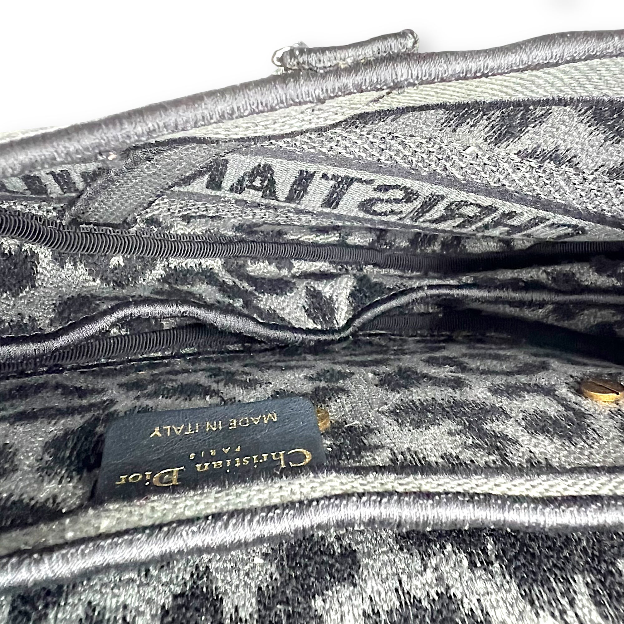 Dior Saddle Grey Shoulder Bag in Jacquard, Gold hardware_6