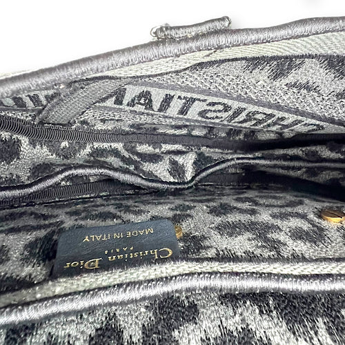 Dior Saddle Grey Shoulder Bag in Jacquard, Gold hardware_6