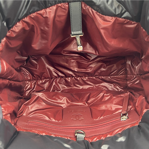 Chanel Coco Cocoon Tote Bag Black in Nylon, Silver hardware_6