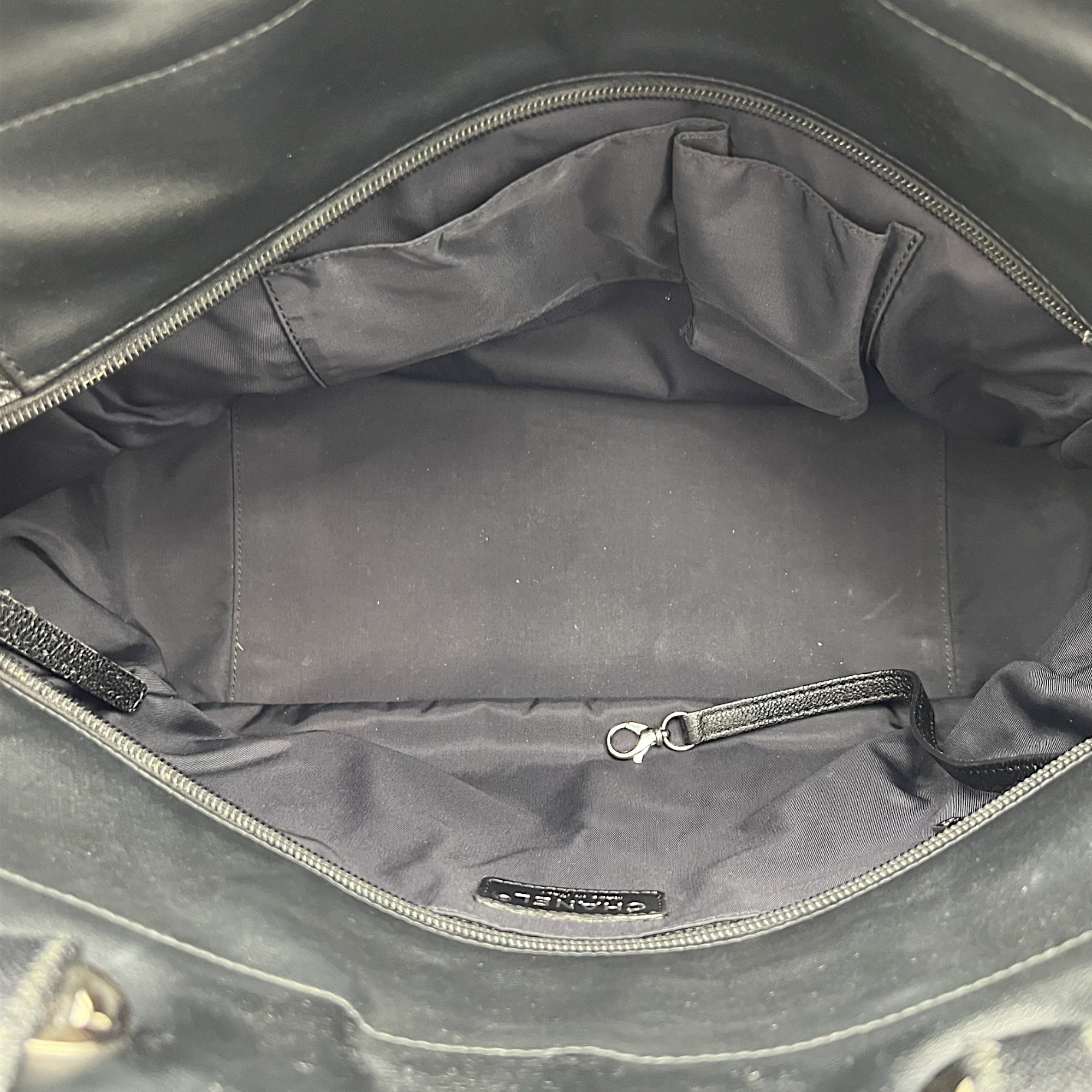 Chanel Paris Biarritz Tote Bag Black in Coated Canvas, Silver hardware_6