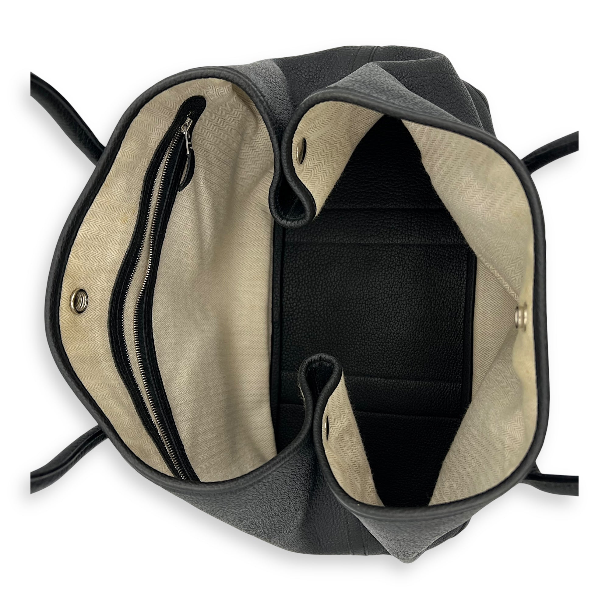 Hermès Garden Party 36 Black Top Handle Bag in Clemence, Silver hardware_6