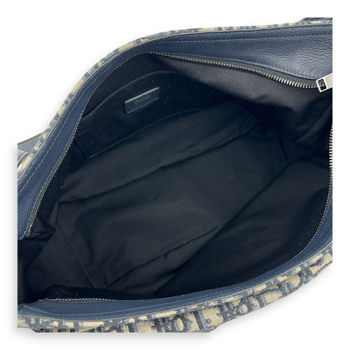 Dior Soft Saddle Hobo Blue Shoulder Bag in Jacquard, Silver hardware_6