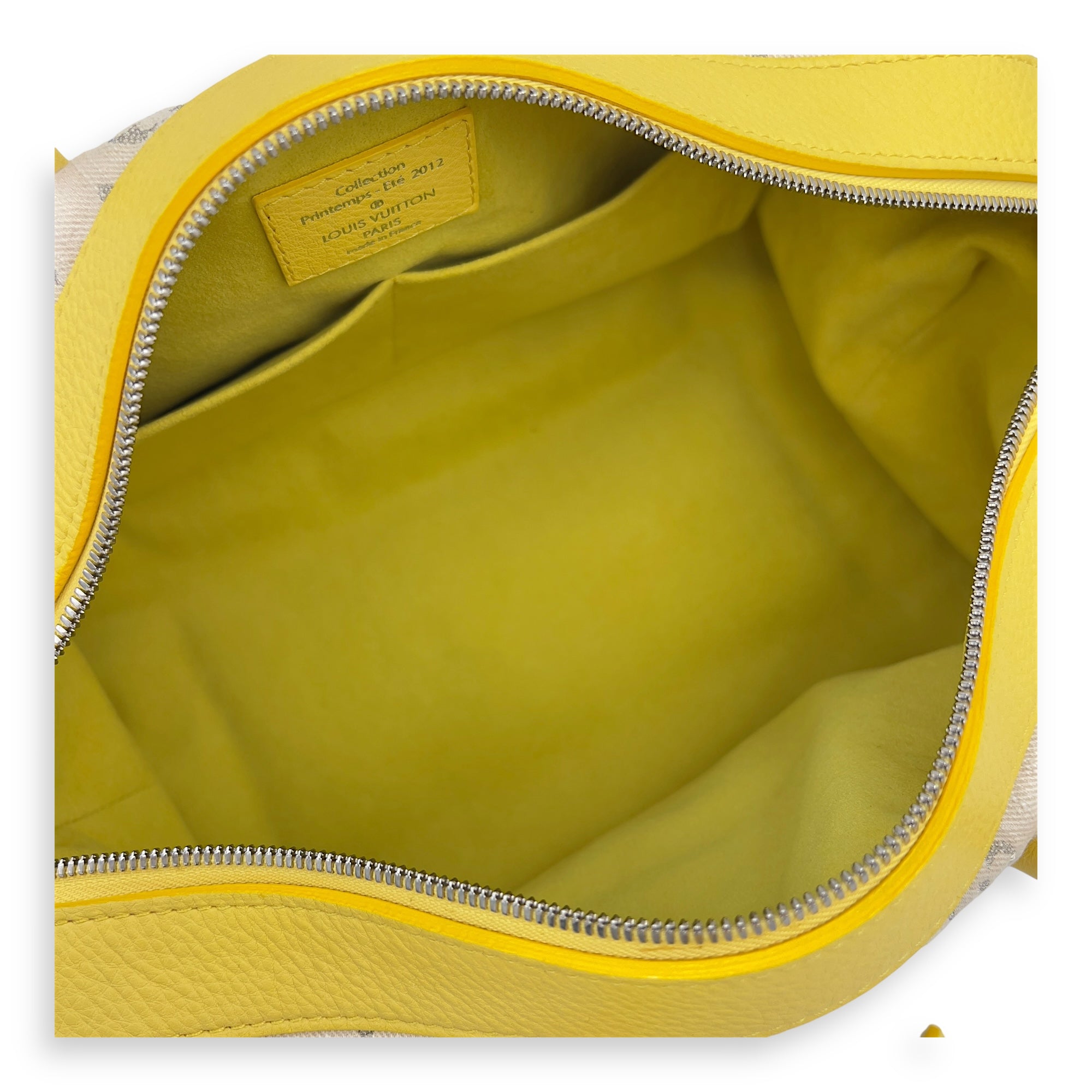 Louis Vuitton Speedy Round Beige Shoulder Bag in Denim, Gold hardware_4