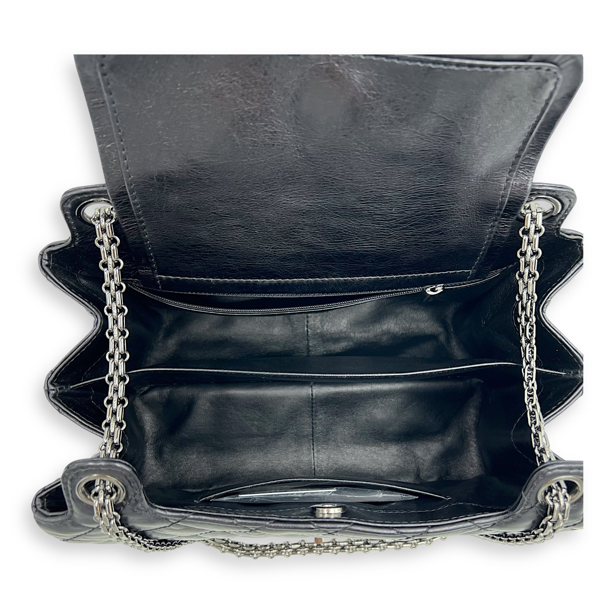 Chanel Double Vintage 2.55 Black Shoulder Bag in Calfskin, Ruthenium hardware_6