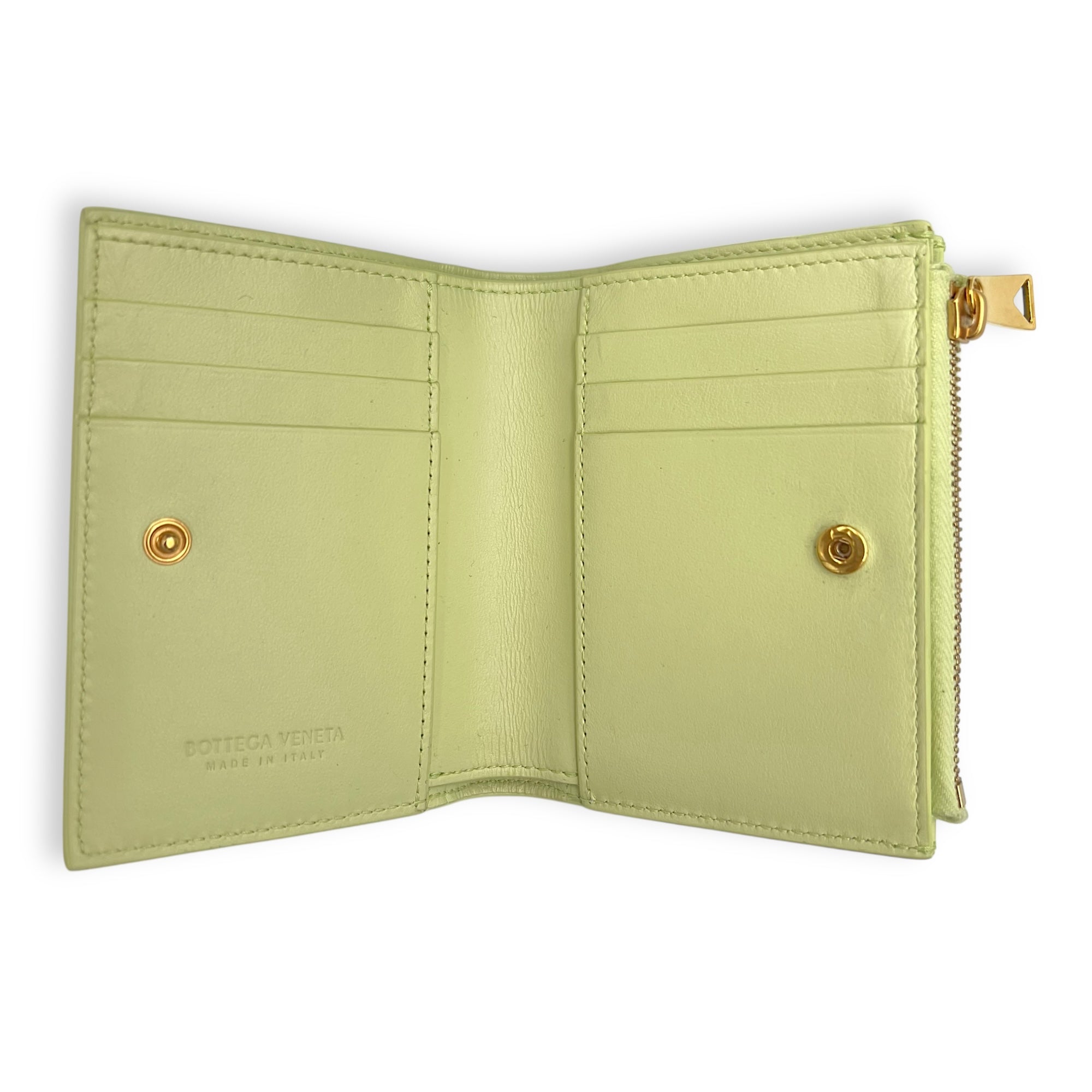 Bottega Veneta Cassette Yellow Wallet in Lambskin, Gold hardware_3