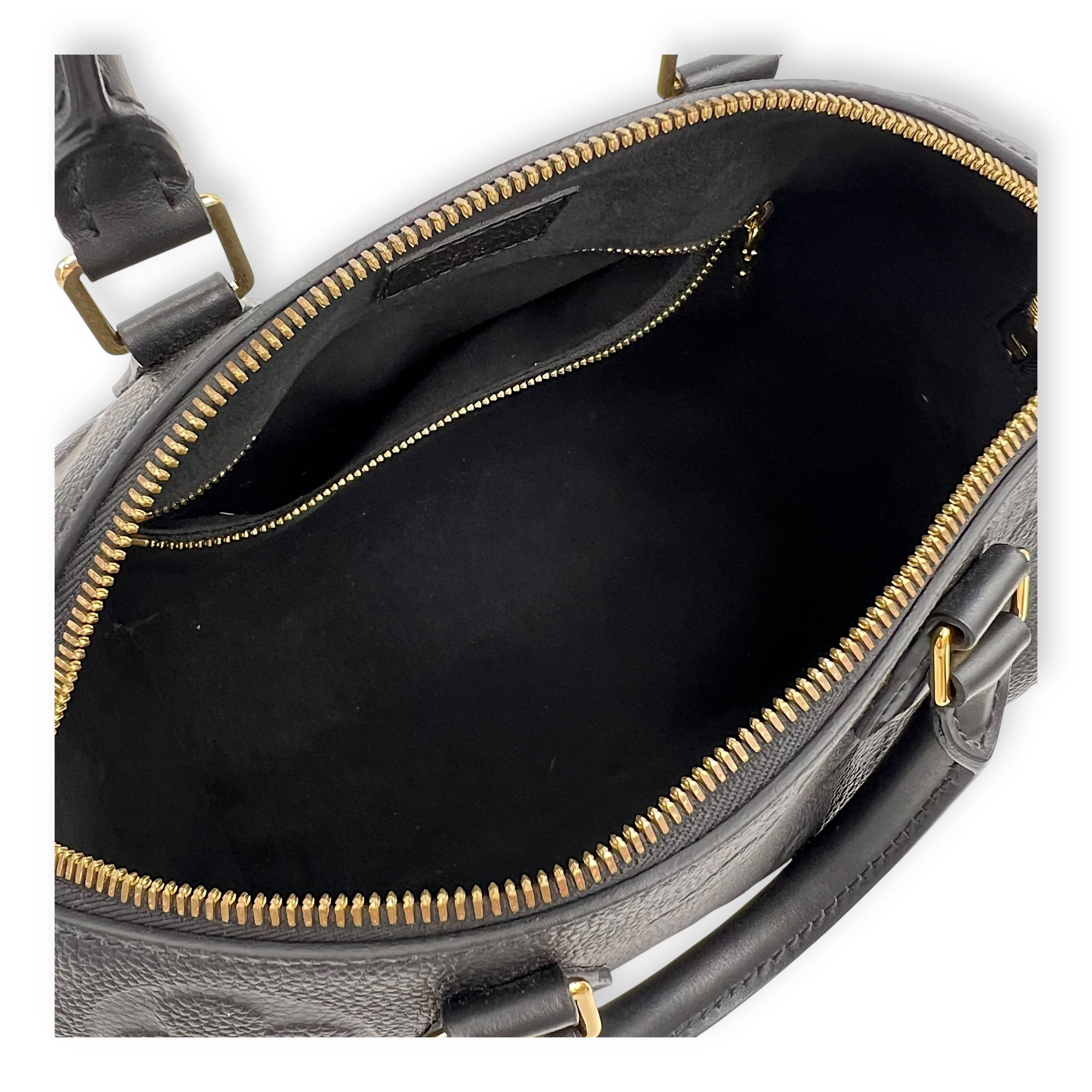 Louis Vuitton Speedy Bandouliere Top Handle Bag Black in Monogram Empreinte Leather, Gold hardware_6