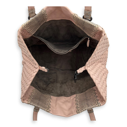 Bottega Veneta Intrecciato Top Handle Bag Pink in Lambskin, Gunmetal hardware_8