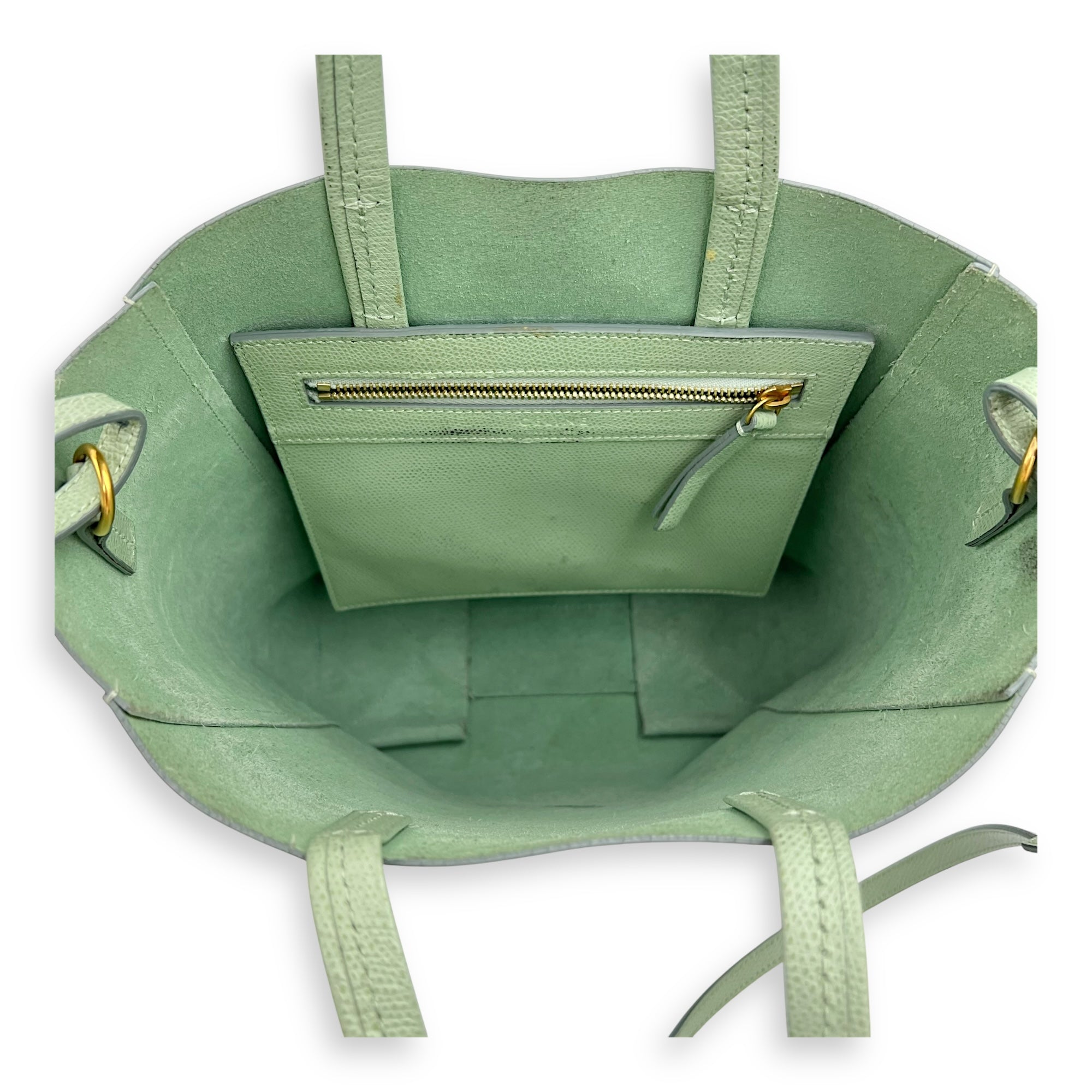 Celine 2 way bag Tote Bag Green in Calfskin, Gold hardware_3
