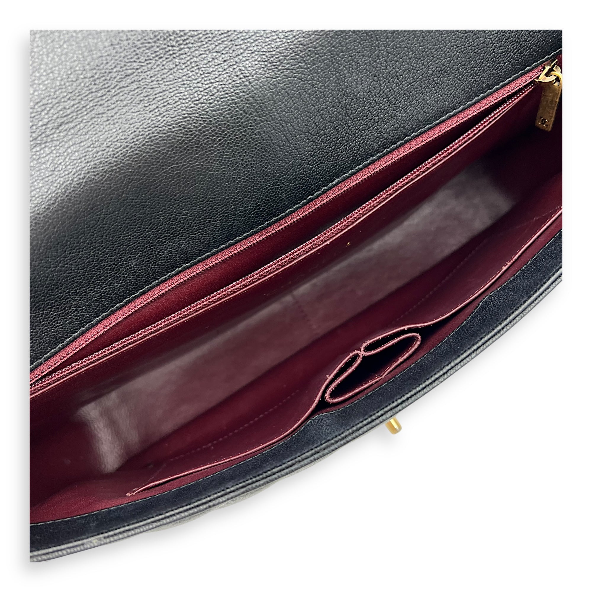 Chanel Diagonal Quilted Shoulder Bag Black in Goat Leather, Gold hardware_6