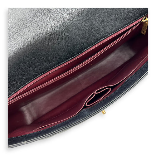 Chanel Diagonal Quilted Shoulder Bag Black in Goat Leather, Gold hardware_6