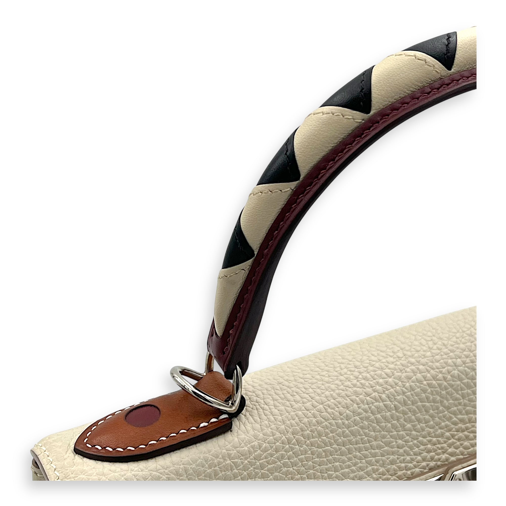 Hermès Kelly Craie/Black/Fauve/Rouge H in Togo, Palladium hardware_6