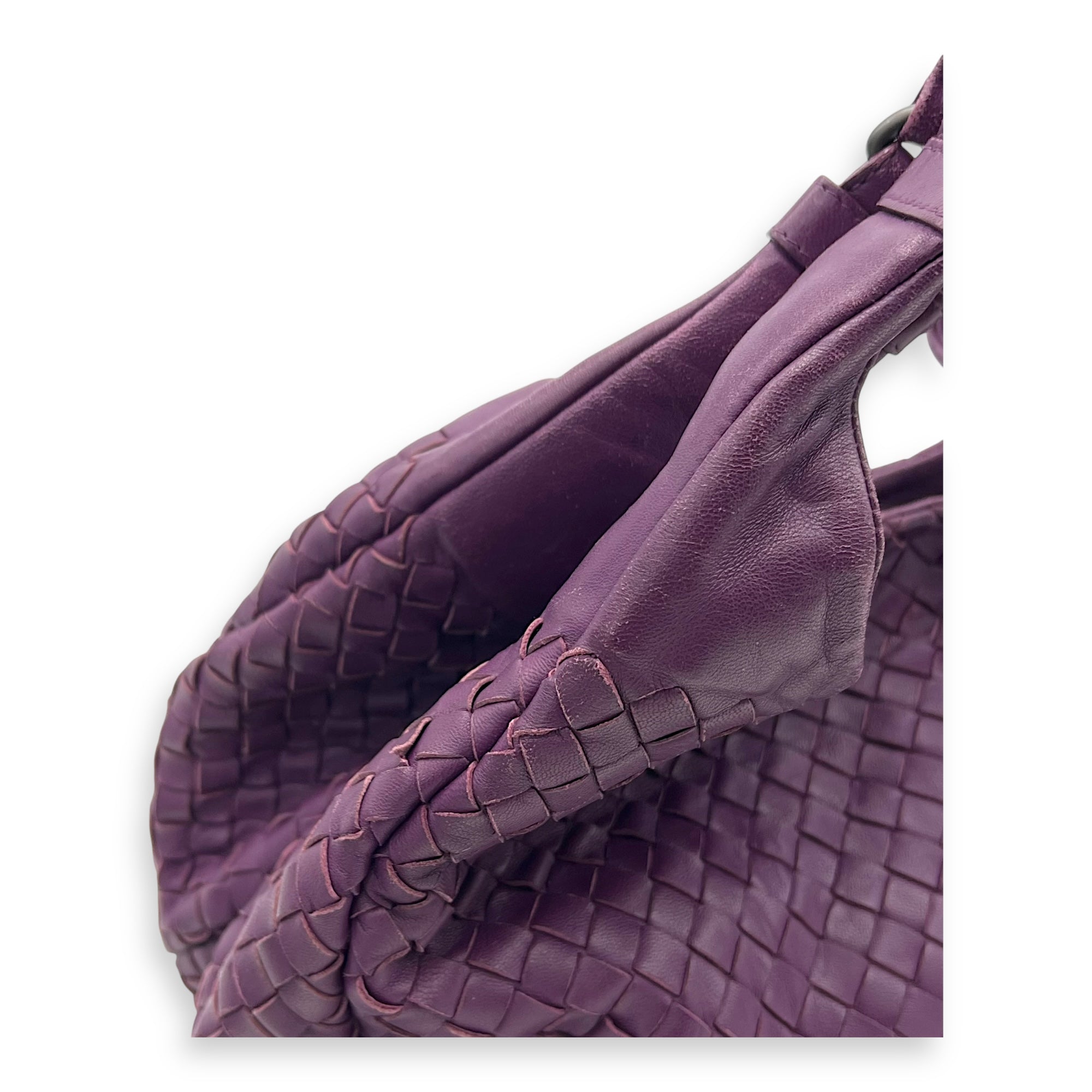 Bottega Veneta Intrecciato Hobo Purple in Nappa Leather, Gunmetal hardware_6