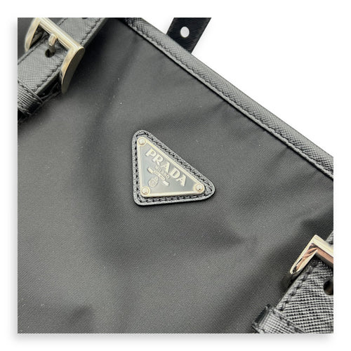 Prada Re-Nylon Top Handle Bag Black in Nylon, Silver hardware_2