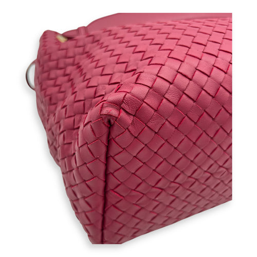 Bottega Veneta Intrecciato Top Handle Bag Red in Calfskin, Gold hardware_6