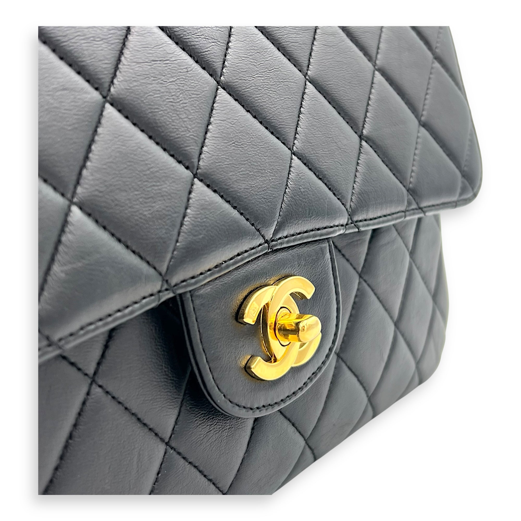 Chanel Vintage Double Face Flap Top Handle Bag Black in Calfskin, Gold hardware_6