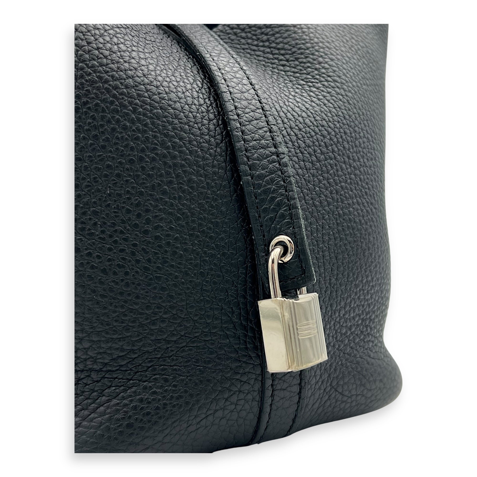 Hermès Picotin Noir in Clemence, Palladium hardware_6