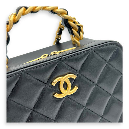 Chanel Vanity Chain Black Top Handle Bag in Lambskin, Gold hardware_6