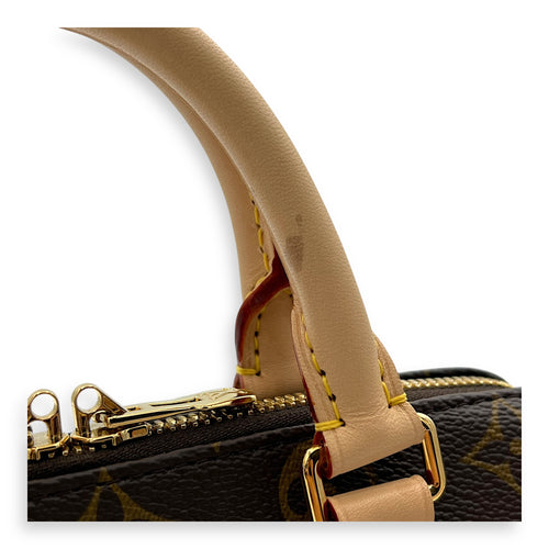 Louis Vuitton Speedy Bandouliere Top Handle Bag 20 Brown in Monogram Coated Canvas, Gold hardware_6