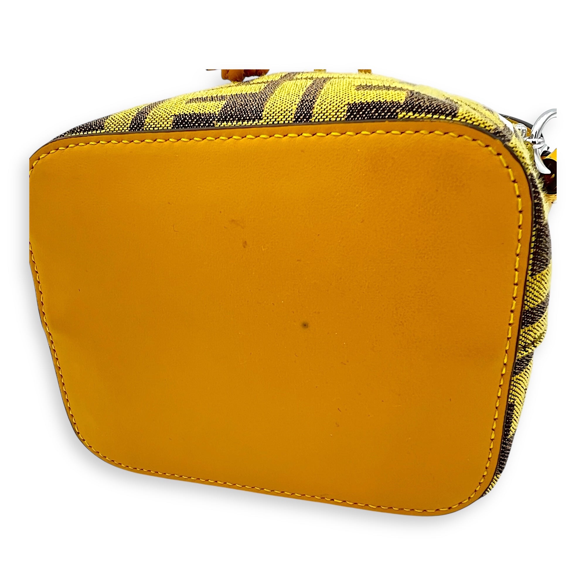 Fendi Mon Tresor Bucket Bag Yellow in Canvas, Silver hardware_7