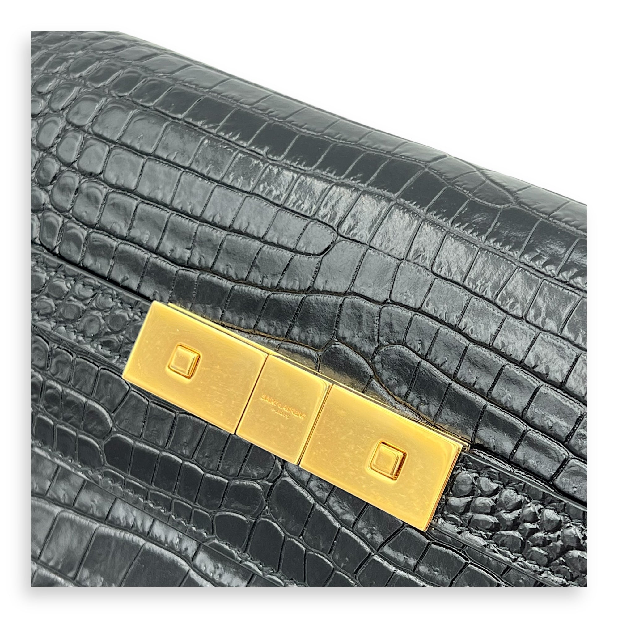 Saint Laurent Manhattan Crossbody Bag Medium Black in Calfskin, Gold hardware_3