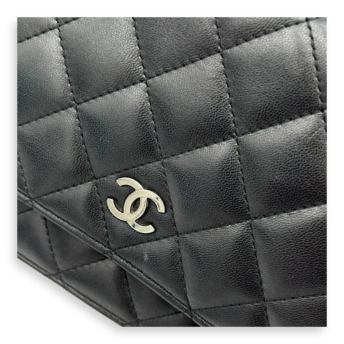 Chanel Classic CC Wallet On Chain Black in Lambskin, Silver hardware_5