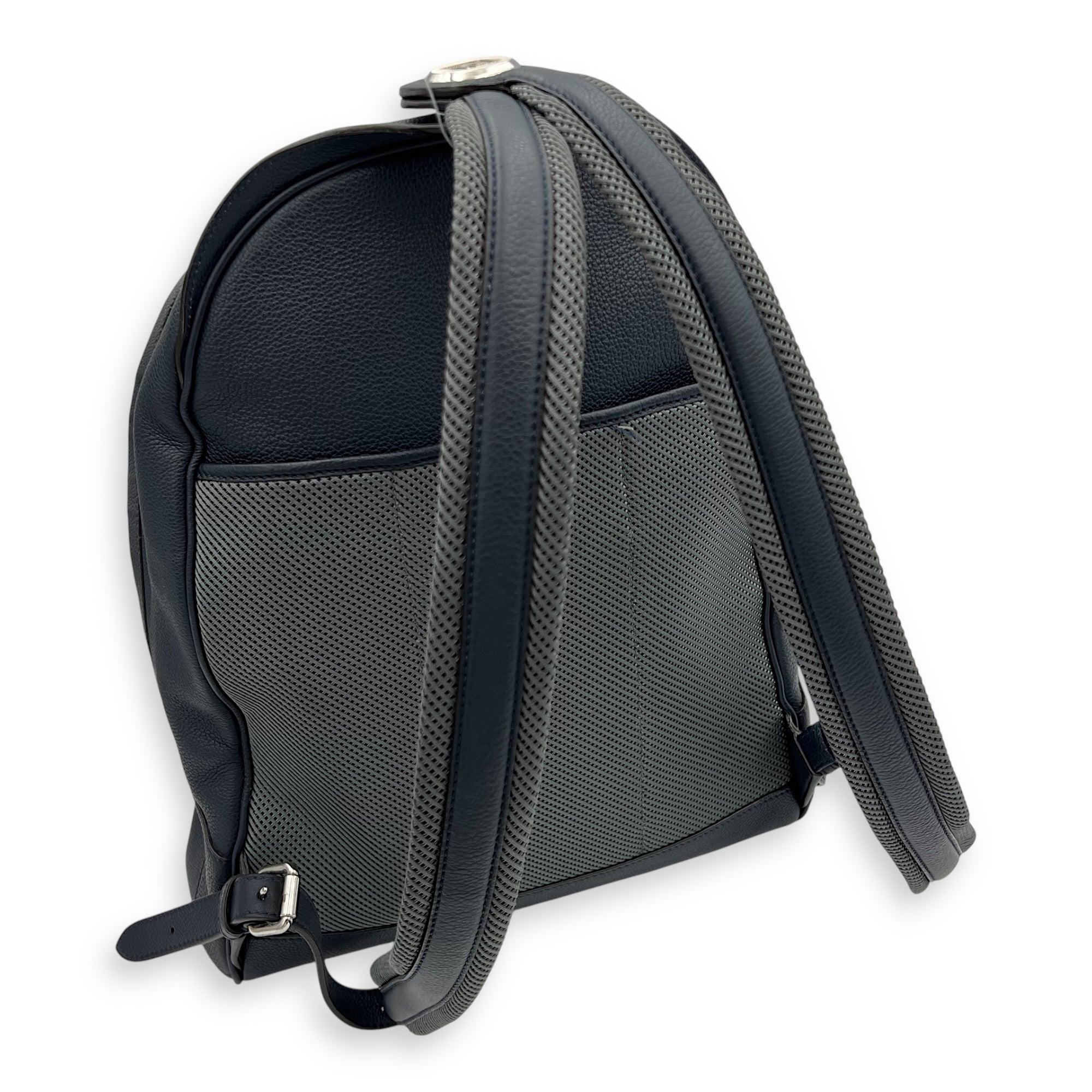 Fendi Chiodo Backpack Blue in Calfskin, Silver hardware_19