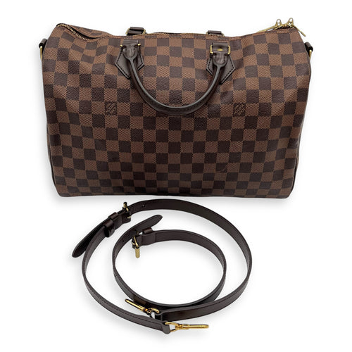 Louis Vuitton Speedy 35 Brown Top Handle Bag in Coated Canvas, Gold hardware_4