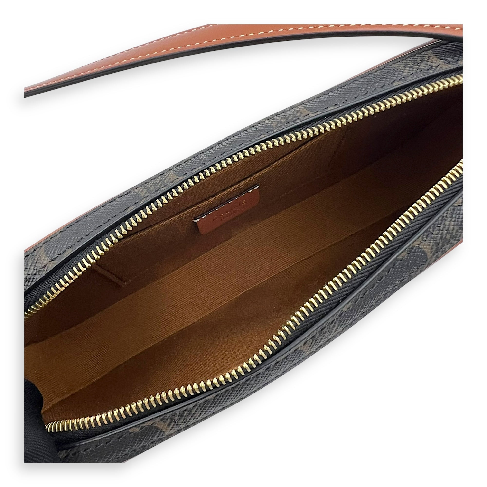 Celine Triomphe Shoulder Bag Brown in Coated Canvas, Gold hardware_4