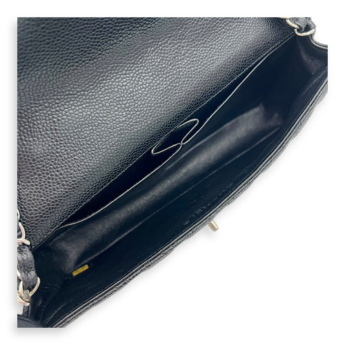 Chanel East West Flap Shoulder Bag Black in Caviar Leather, Silver hardware_6