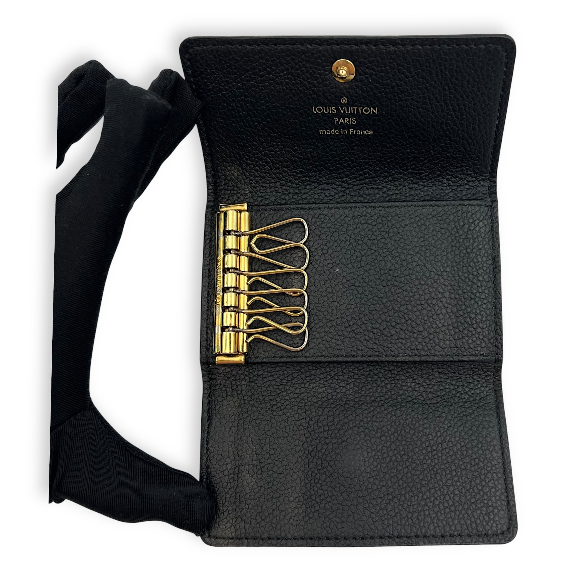 Louis Vuitton Key Pouch Black in Empreinte Leather, Gold hardware_6